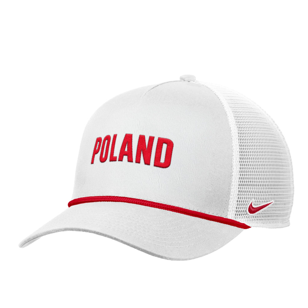Poland National Team FIFA Nike Men White Rise Rope Trucker Adjustable Hat product image 1, provided for visual reference and