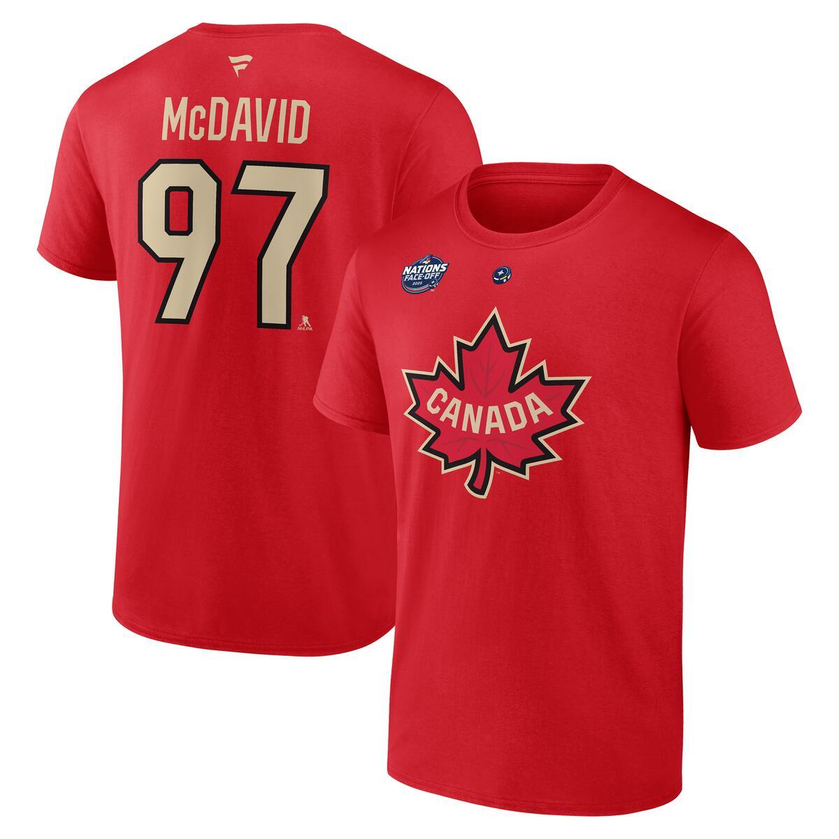 Connor Mcdavid Canada NHL 4 Nations Face-Off Fanatics Branded Men Red Authentic T-Shirt product image 3, provided for visual