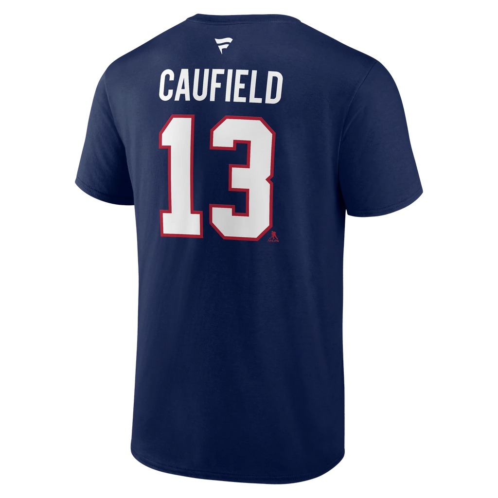Cole Caufield Montreal Canadiens NHL Fanatics Branded Men Navy 13 Authentic T-Shirt product image 1, provided for visual