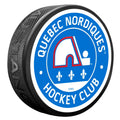 Quebec Nordiques NHL Vintage Textured Hockey Puck product image 1, provided for visual reference and product detail review