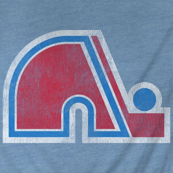 Quebec Nordiques NHL Bulletin Men Light Blue Vintage Distressed Logo Heathered T-Shirt product image 2, provided for visual
