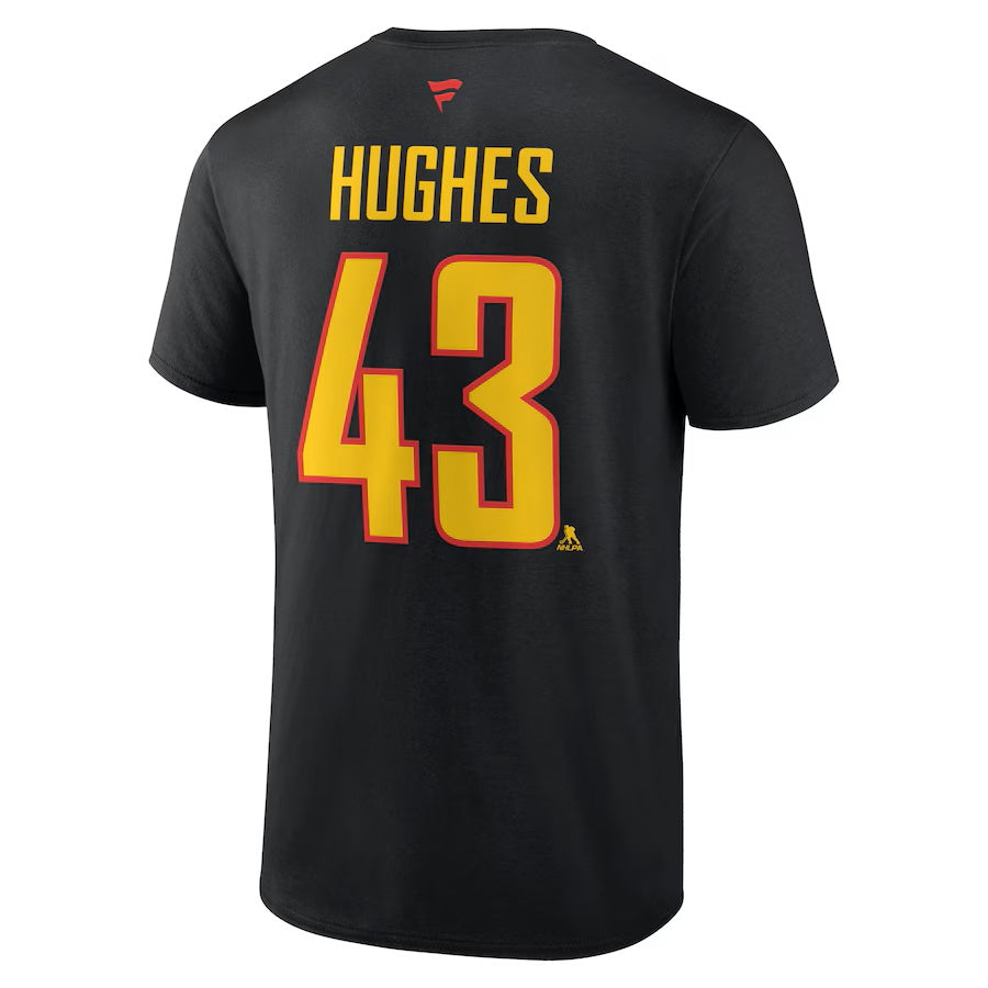 Quinn Hughes Vancouver Canucks NHL Fanatics Branded Men Black Alternate Authentic T Shirt product image 1, provided for