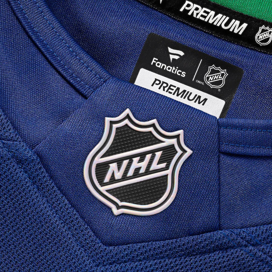 Quinn Hughes Vancouver Canucks NHL Fanatics Branded Men Royal Blue Premium Jersey product image 5, provided for visual