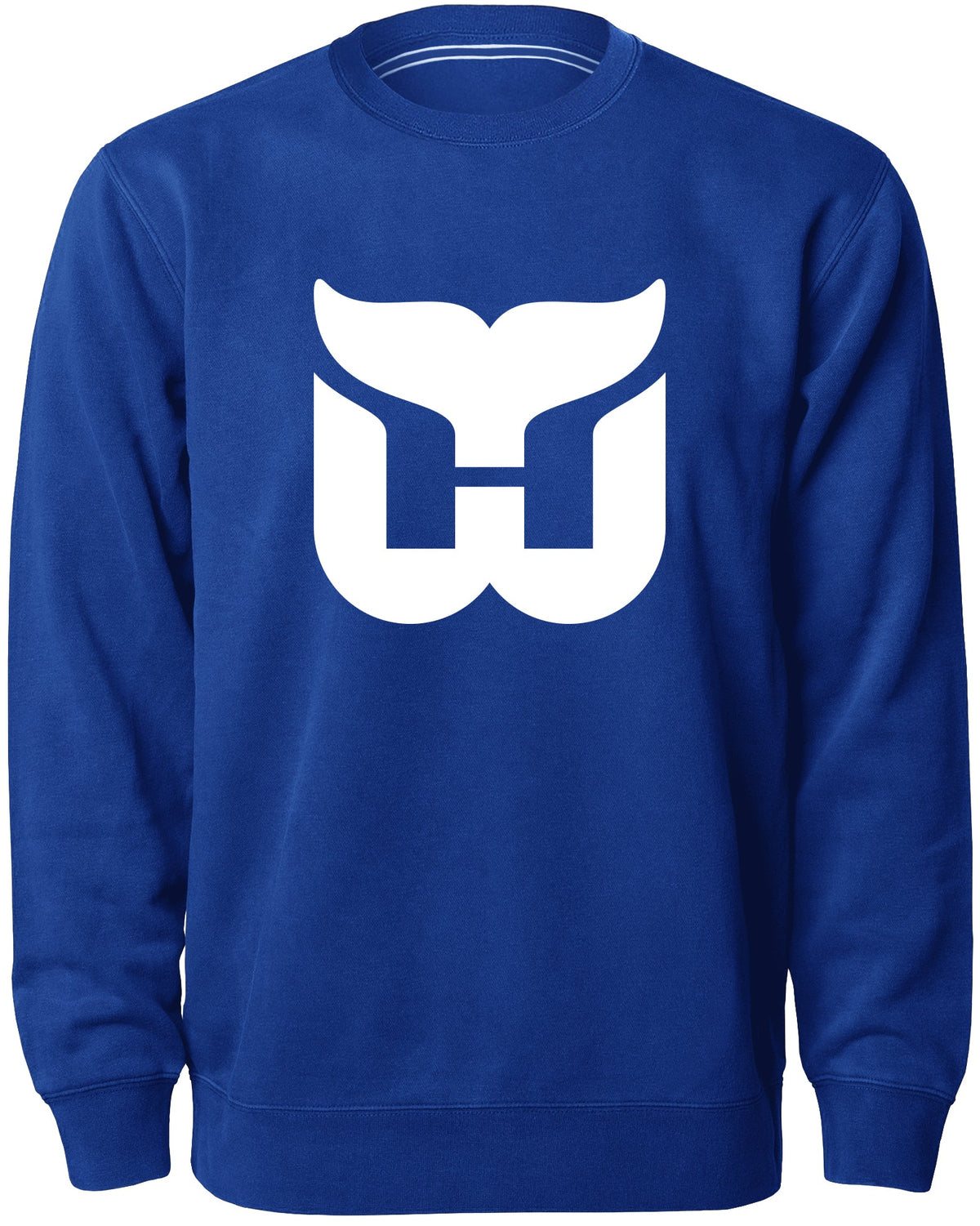 Hartford Whalers NHL Bulletin Men Royal Twill Logo Express Crew Sweater product image 1, provided for visual reference and