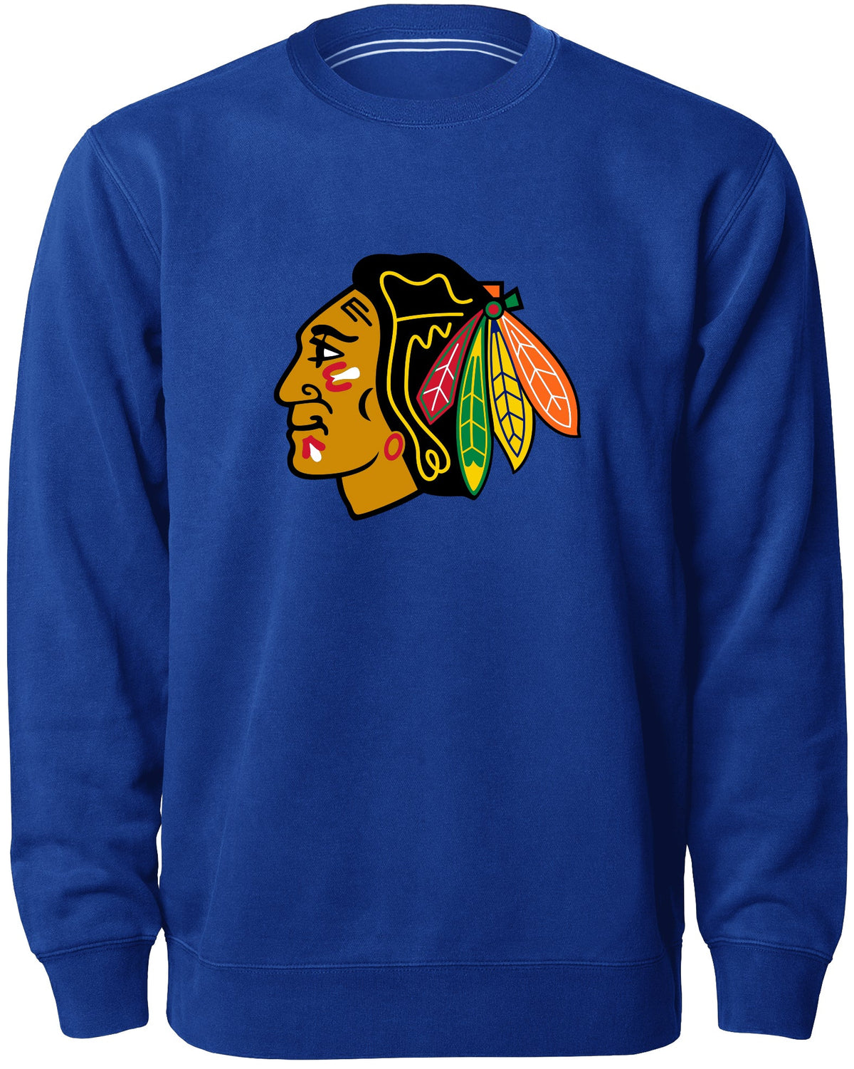 Chicago Blackhawks NHL Bulletin Men Royal Twill Logo Express Crew Sweater product image 1, provided for visual reference and