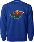 Minnesota Wild NHL Bulletin Men Royal Twill Logo Express Crew Sweater product image 1, provided for visual reference and