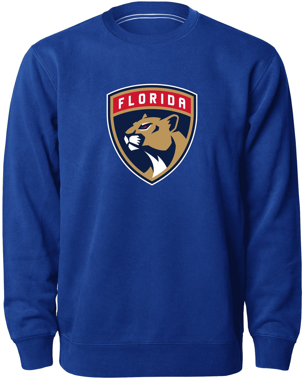 Florida Panthers NHL Bulletin Men Royal Twill Logo Express Crew Sweater product image 1, provided for visual reference and