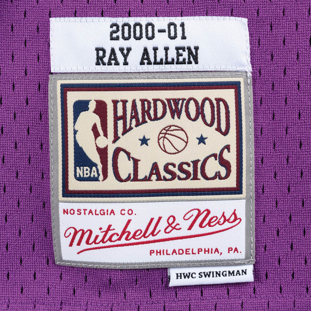 Ray Allen Milwaukee Bucks NBA Mitchell & Ness Men Purple 2000-01 Hardwood Classics Swingman Jersey product image 3, provided