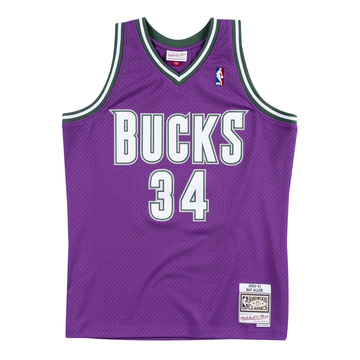 Ray Allen Milwaukee Bucks NBA Mitchell & Ness Men Purple 2000-01 Hardwood Classics Swingman Jersey product image 2, provided