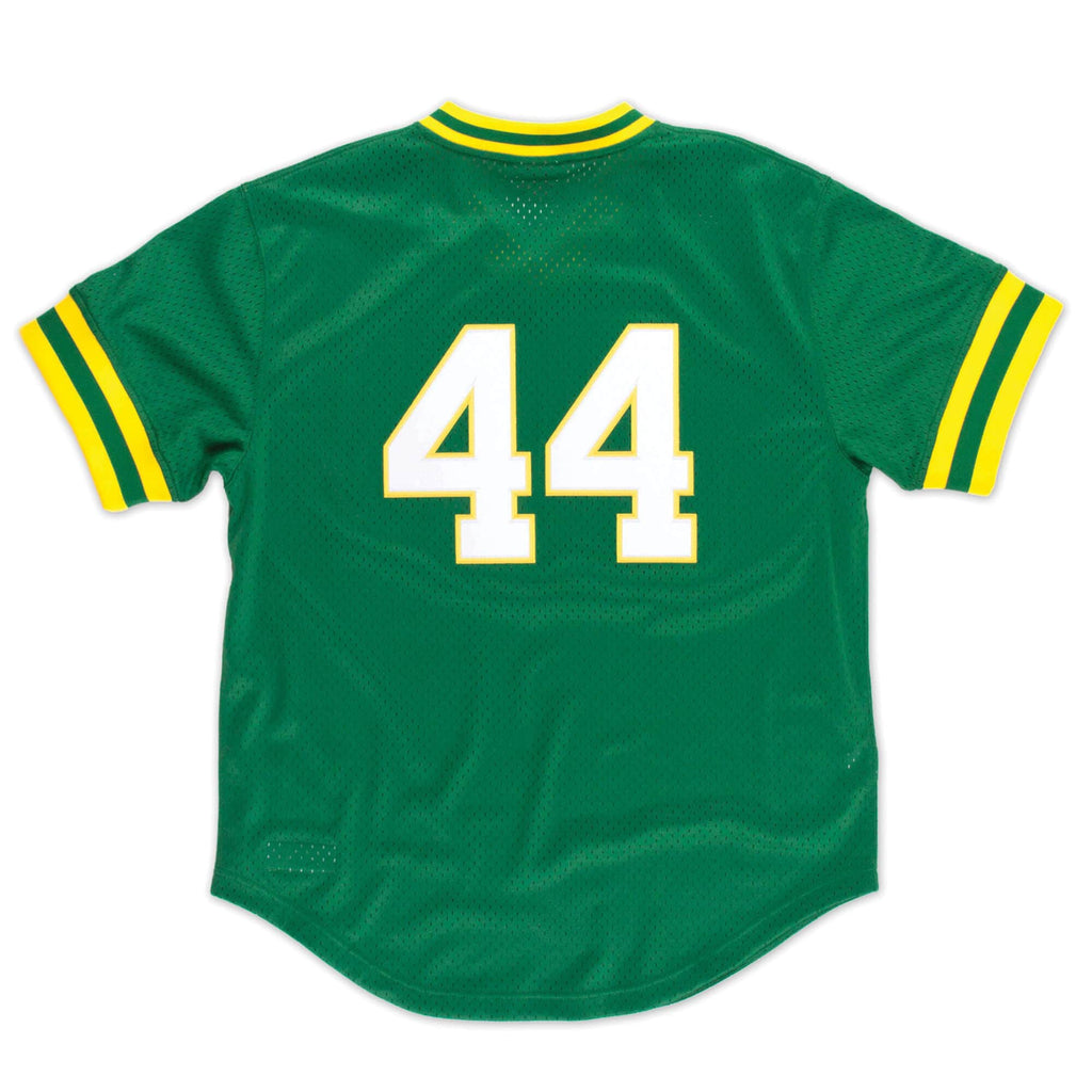Reggie Jackson Oakland Athletics MLB Mitchell & Ness Men Green 1987 Authentic BP Jersey product image 1, provided for visual