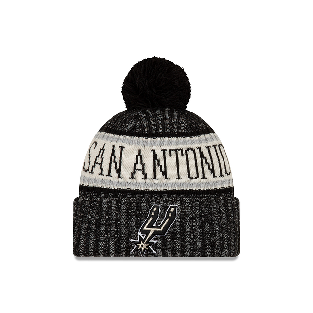 San Antonio Spurs NBA New Era Men Black Sport Cuff Pom Knit product image 1, provided for visual reference and product