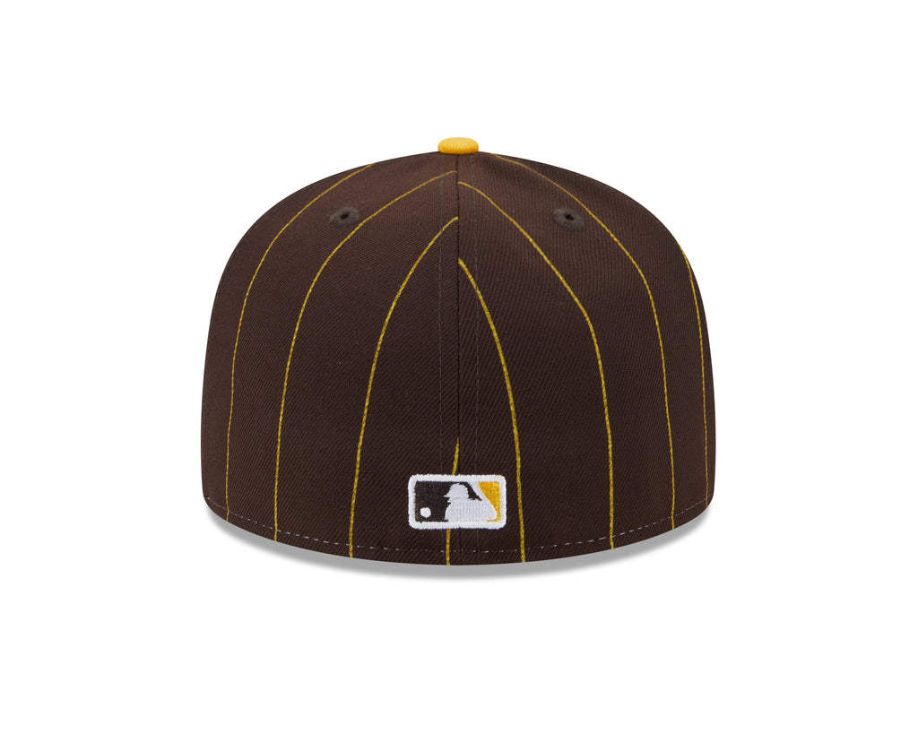 San Diego Padres MLB New Era Men Brown 59Fifty Two Tone Pinstripe Fitted Hat product image 2, provided for visual reference