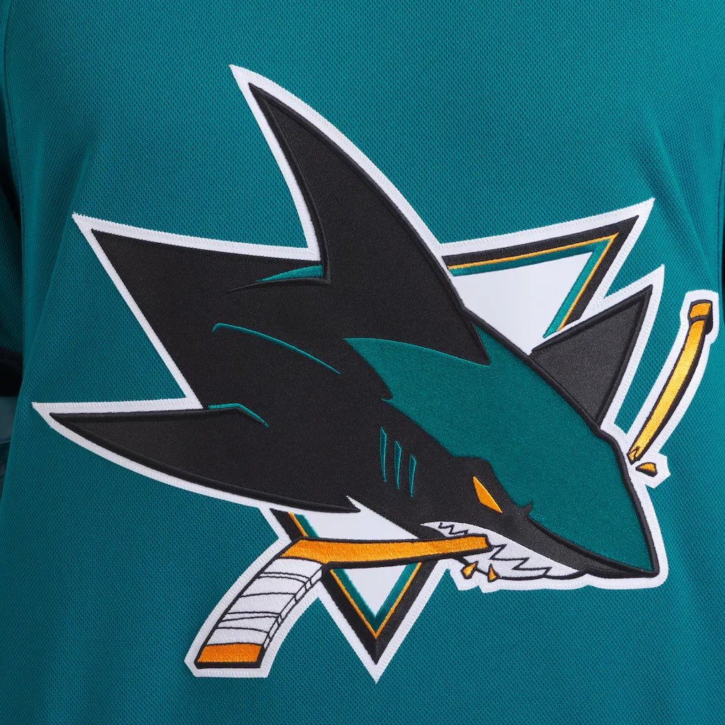 San Jose Sharks NHL Fanatics Branded Men Teal Premium Jersey product image 4, provided for visual reference and product