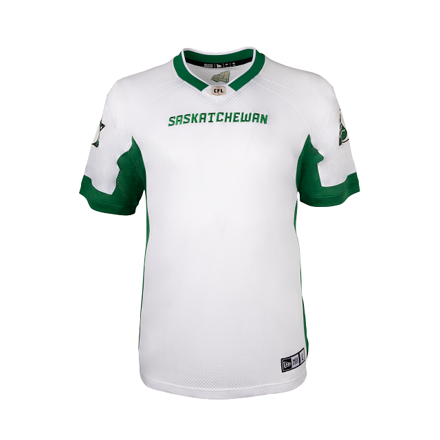 Saskatchewan Roughriders CFL New Era Men White Away Replica Jersey product image 1, provided for visual reference and