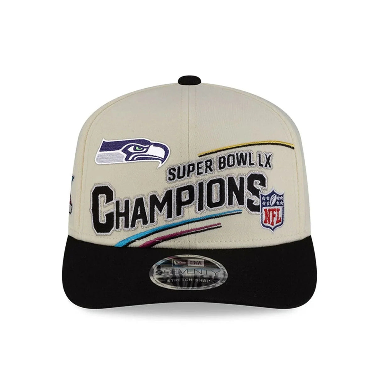 Seattle Seahawks NFL New Era Men Cream 9SEVENTY Super Bowl LX Champions Locker Room Stretch Snapback product image 3,