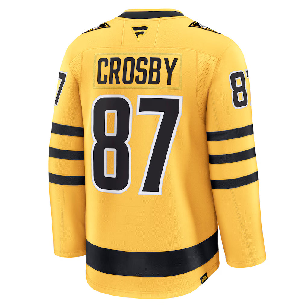 Sidney Crosby Pittsburgh Penguins NHL Fanatics Branded Men Gold Alternate Premium Jersey product image 1, provided for