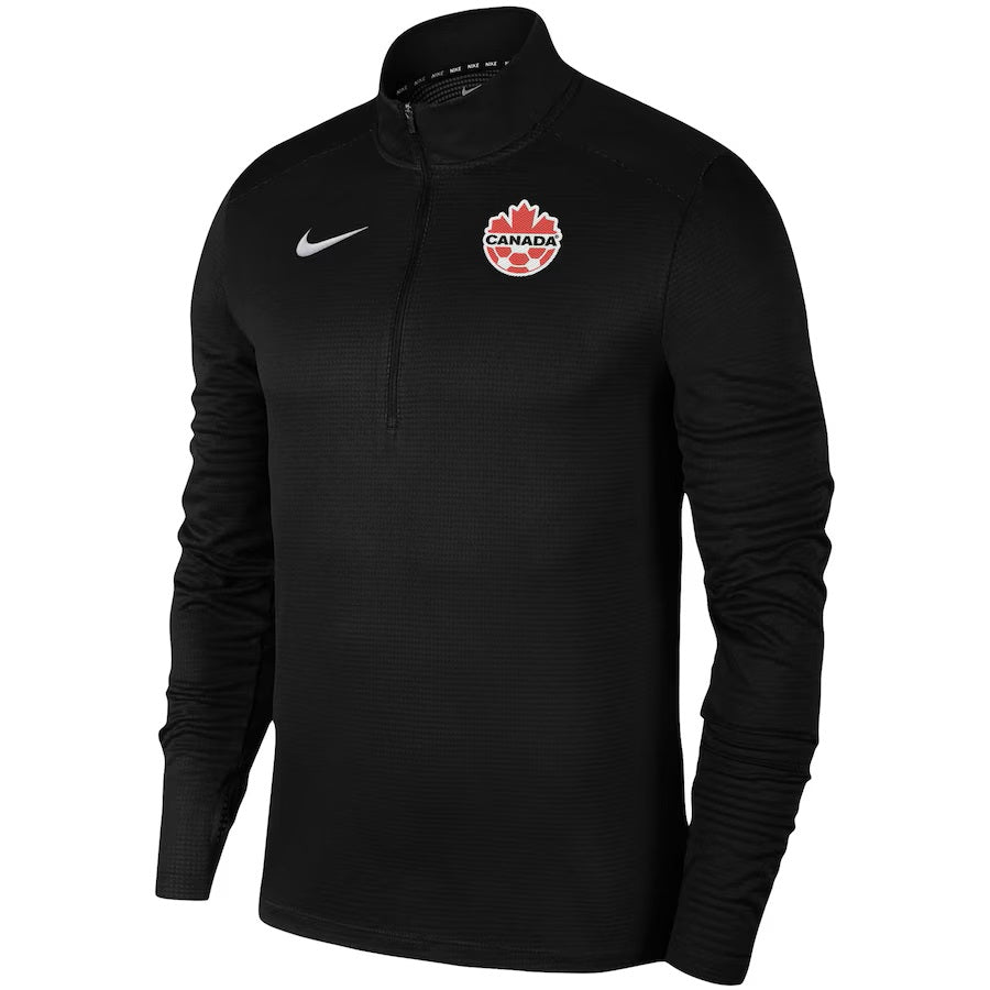 Canada Soccer FIFA Nike Men Black 1/4 Zip Pacer Long-sleeve Shirt product image 1, provided for visual reference and product