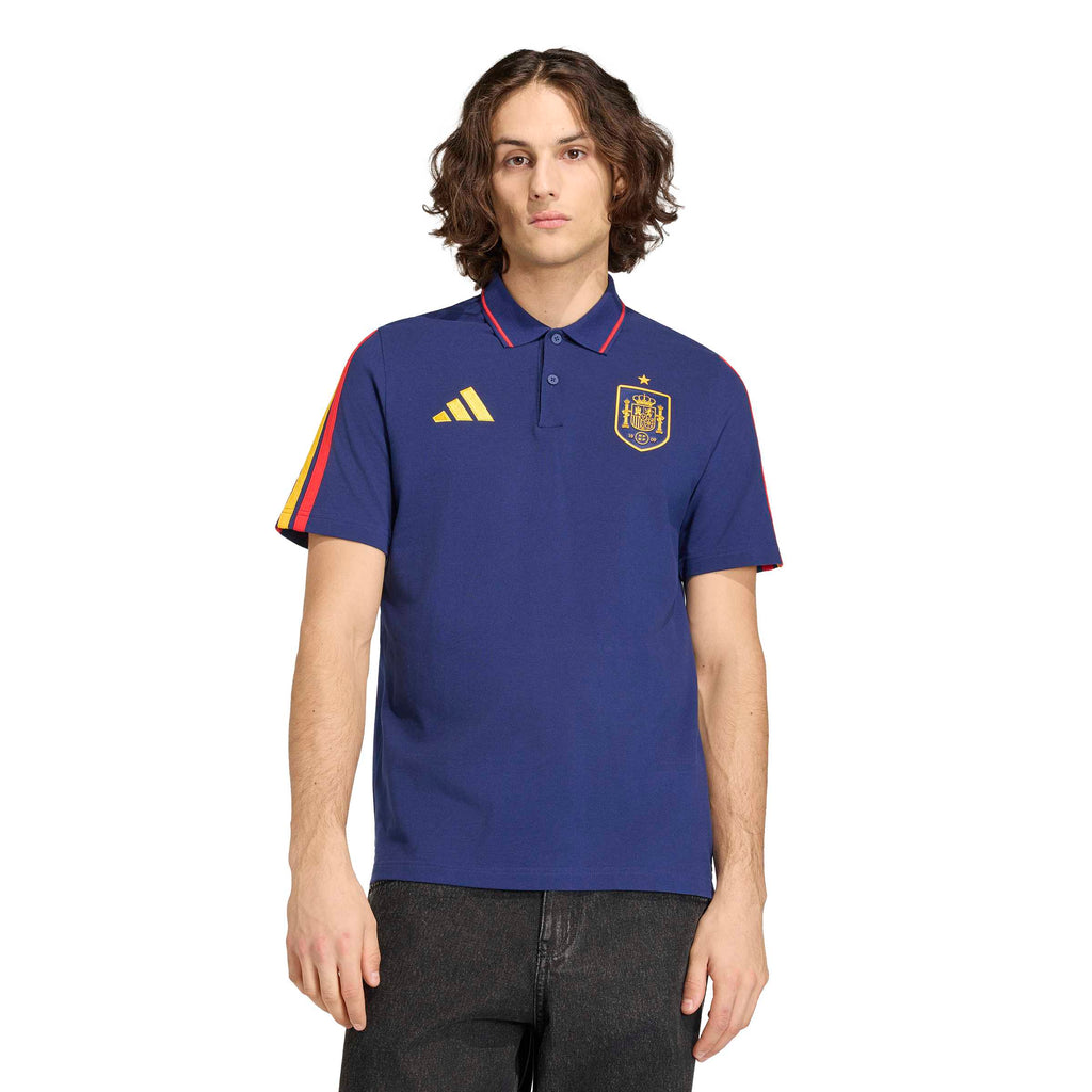 Spain National Team FIFA Adidas Men Navy DNA Polo T-Shirt product image 3, provided for visual reference and product detail
