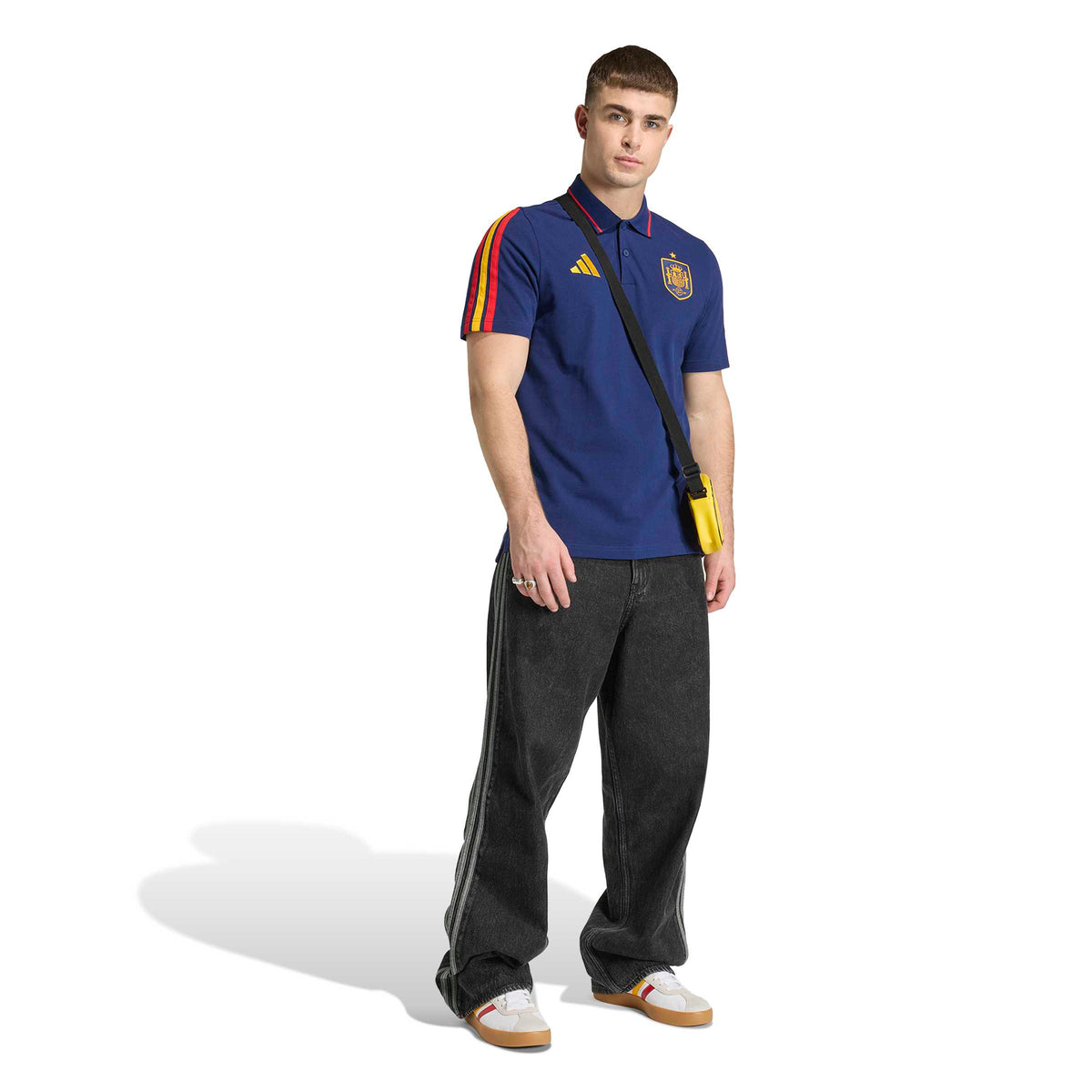 Spain National Team FIFA Adidas Men Navy DNA Polo T-Shirt product image 4, provided for visual reference and product detail