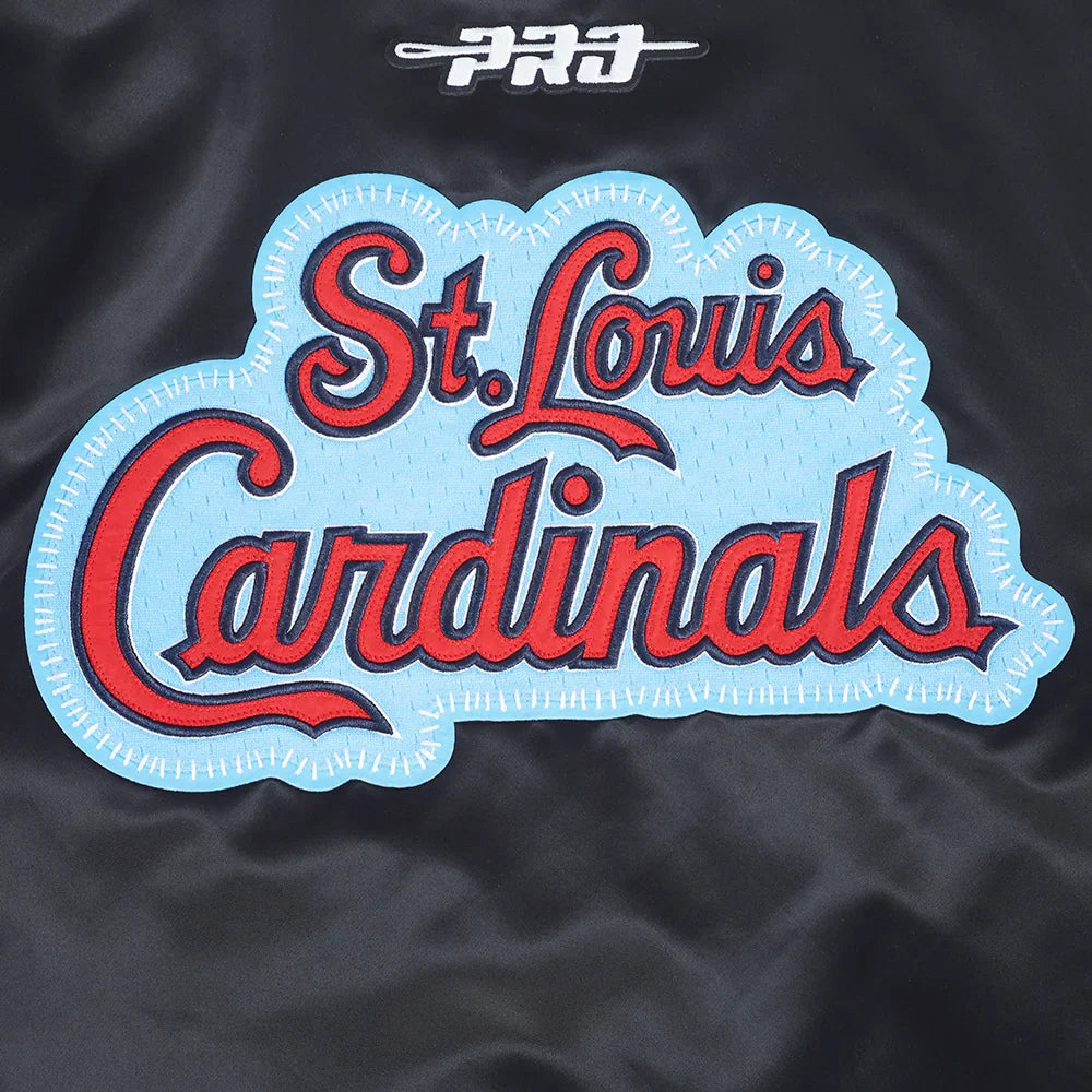 St. Louis Cardinals MLB Pro Standard Men Black DIY Pick Stitch Rib Satin Jacket product image 5, provided for visual