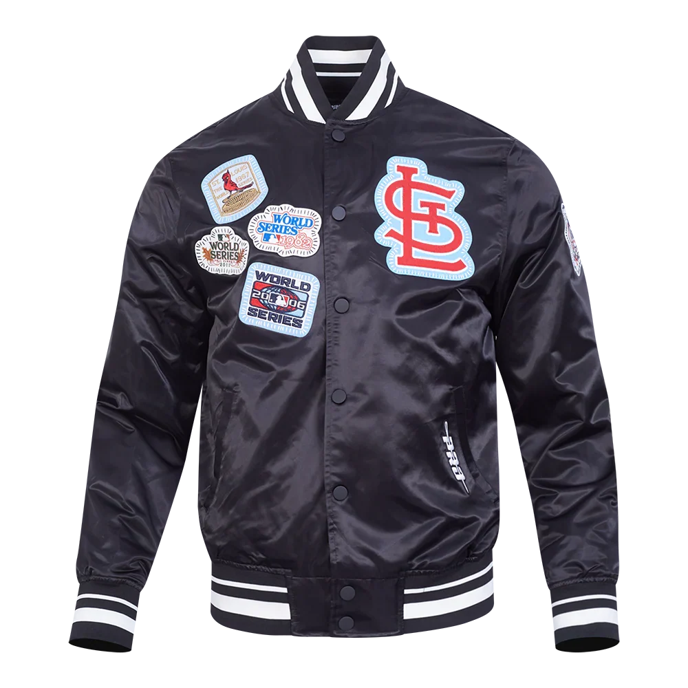 St. Louis Cardinals MLB Pro Standard Men Black DIY Pick Stitch Rib Satin Jacket product image 1, provided for visual