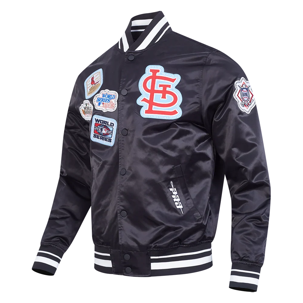 St. Louis Cardinals MLB Pro Standard Men Black DIY Pick Stitch Rib Satin Jacket product image 3, provided for visual