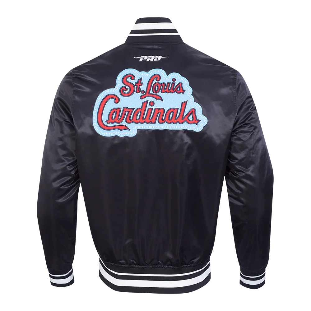 St. Louis Cardinals MLB Pro Standard Men Black DIY Pick Stitch Rib Satin Jacket product image 2, provided for visual
