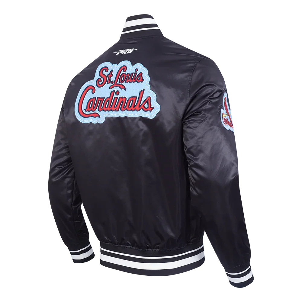 St. Louis Cardinals MLB Pro Standard Men Black DIY Pick Stitch Rib Satin Jacket product image 4, provided for visual
