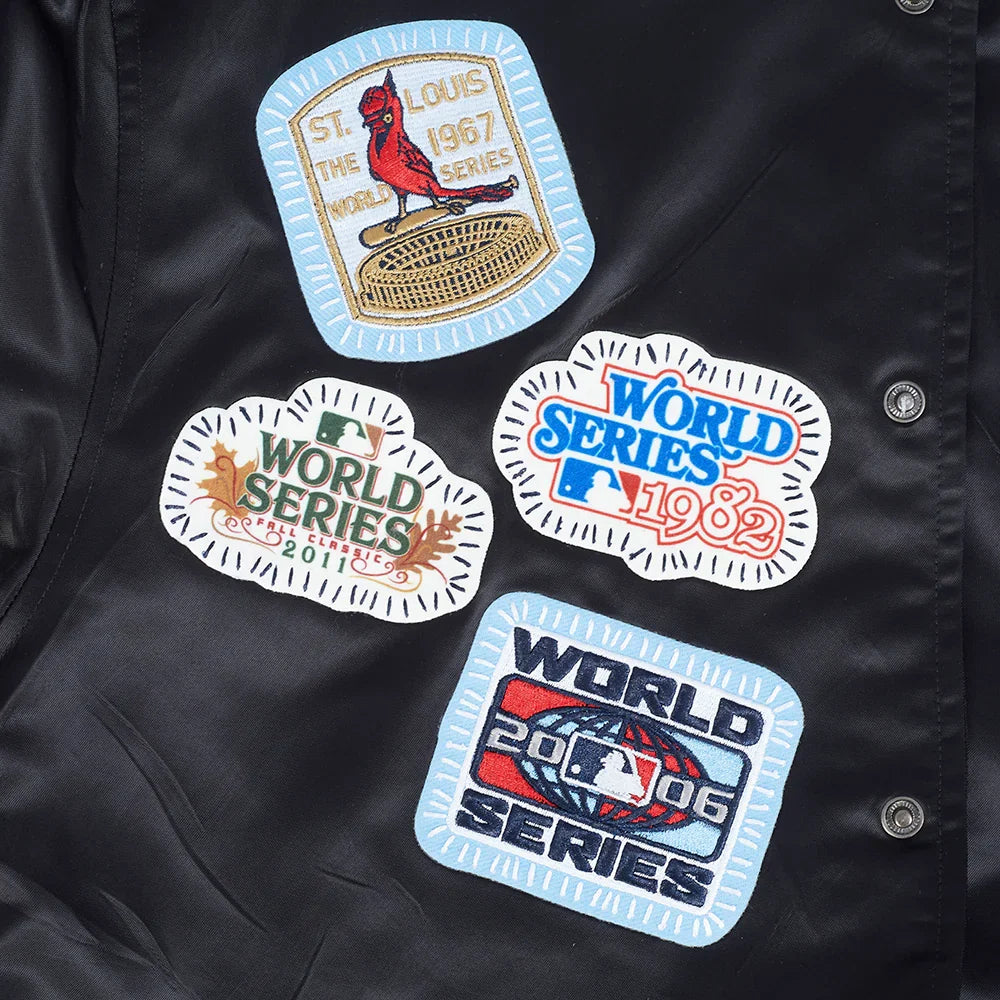St. Louis Cardinals MLB Pro Standard Men Black DIY Pick Stitch Rib Satin Jacket product image 6, provided for visual
