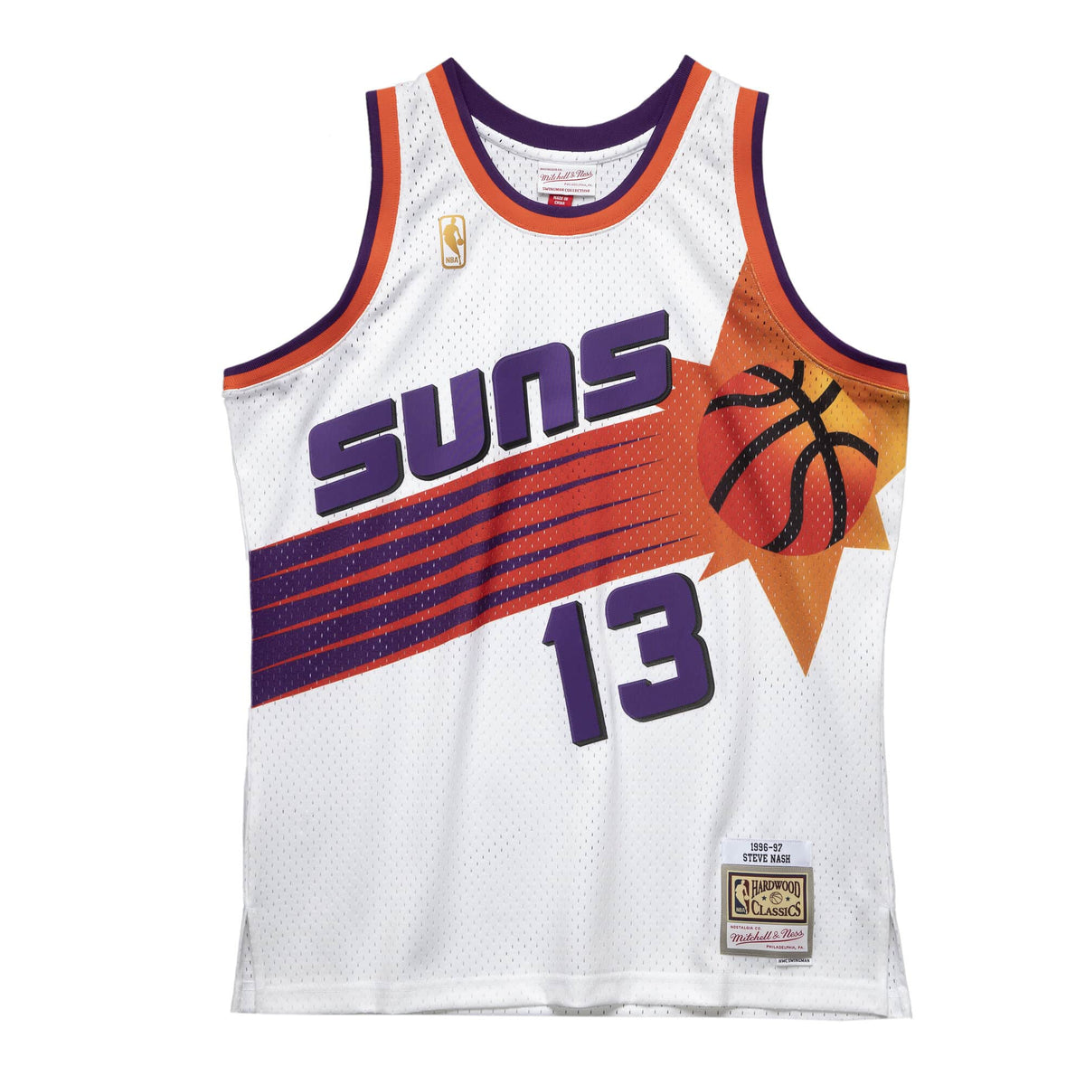 Steve Nash Phoenix Suns NBA Mitchell & Ness Men White 1996-97 Hardwood Classics Swingman Jersey product image 2, provided