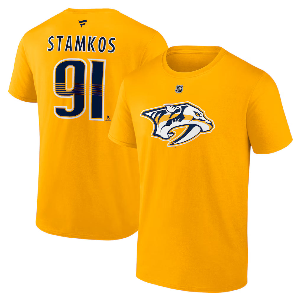 Steven Stamkos Nashville Predators NHL Fanatics Branded Men Yellow Gold Authentic T Shirt product image 3, provided for