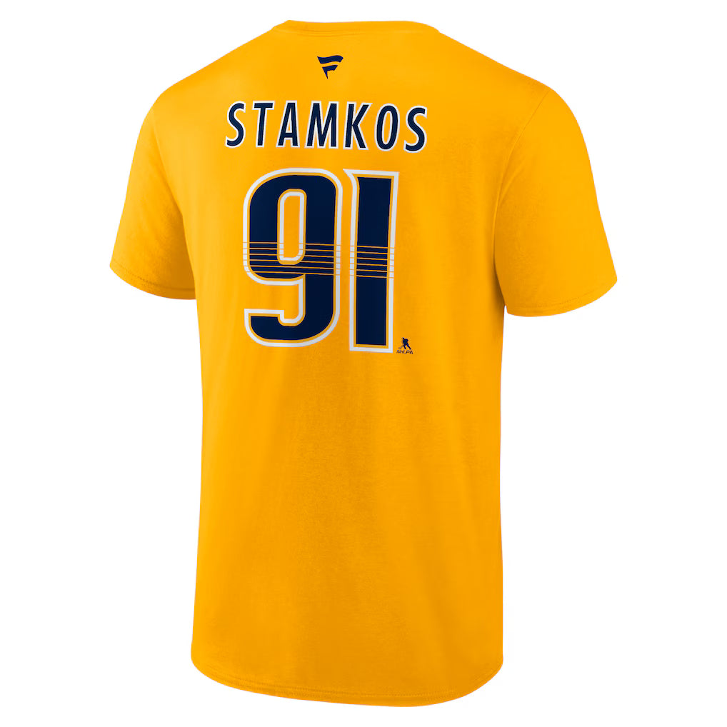 Steven Stamkos Nashville Predators NHL Fanatics Branded Men Yellow Gold Authentic T Shirt product image 1, provided for