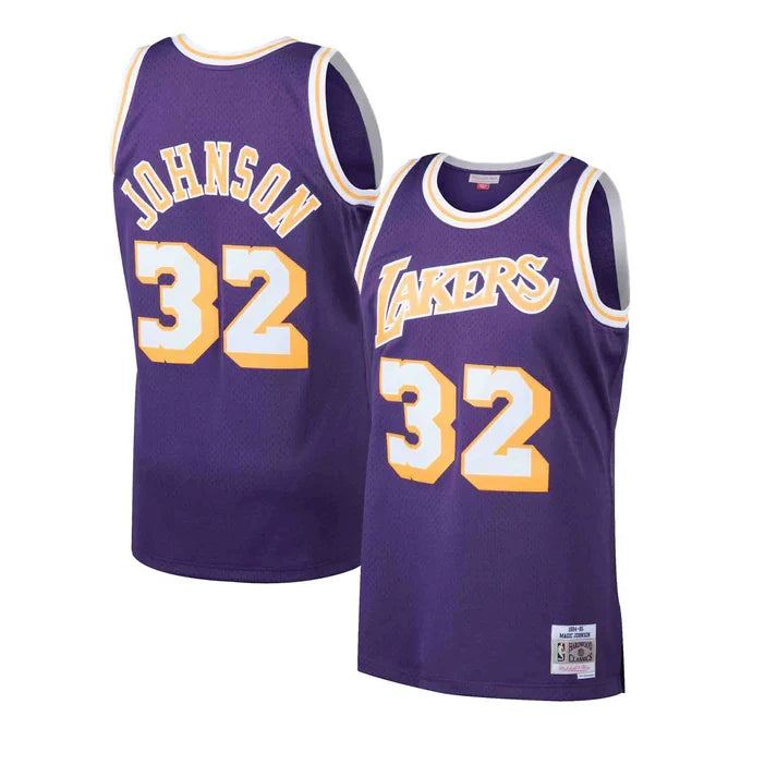 Magic Johnson Los Angeles Lakers NBA Mitchell & Ness Men Purple 1984-85 Hardwood Classics Swingman Road Jersey product image