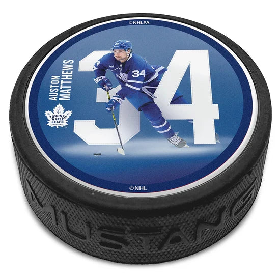 Auston Matthews Toronto Maple Leafs NHL Breakout Series Hockey Puck product image 2, provided for visual reference and