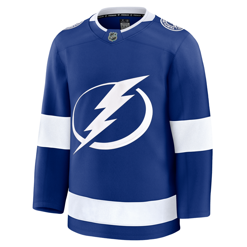Tampa Bay Lightning NHL Fanatics Branded Men Blue Premium Jersey product image 1, provided for visual reference and product