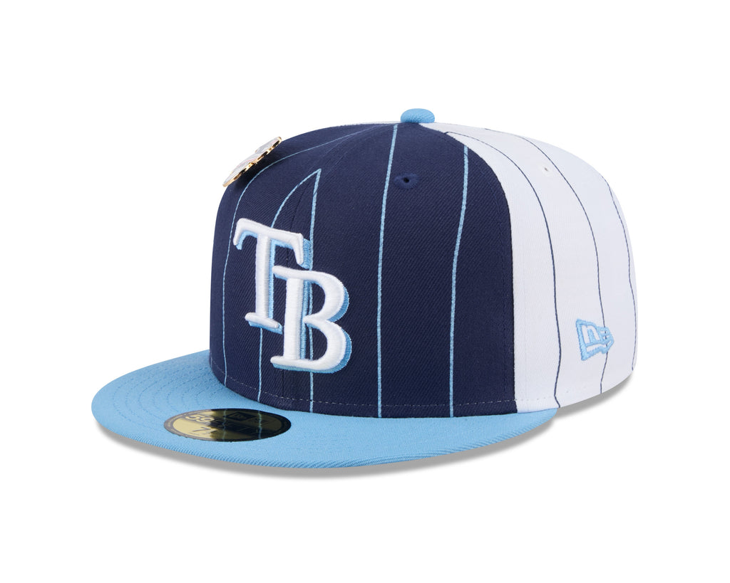 Tampa Bay Rays MLB New Era Men Royal Blue 59Fifty Two Tone Pinstripe Fitted Hat product image 3, provided for visual