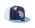 Tampa Bay Rays MLB New Era Men Royal Blue 59Fifty Two Tone Pinstripe Fitted Hat product image 1, provided for visual