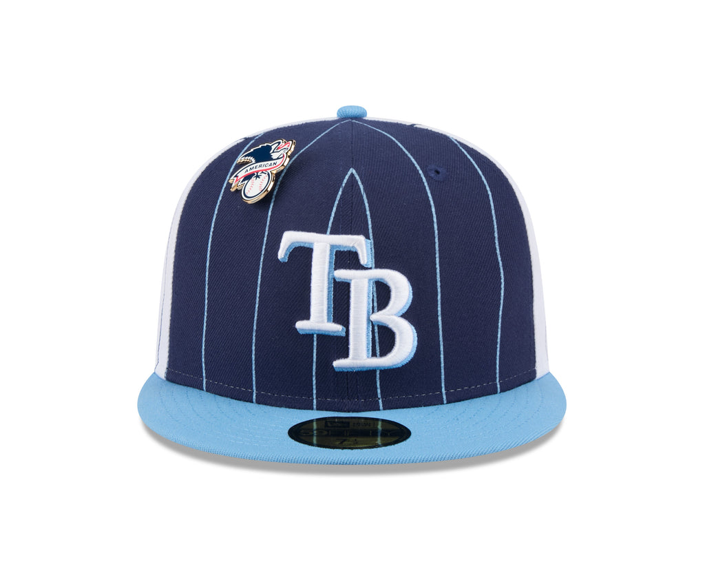 Tampa Bay Rays MLB New Era Men Royal Blue 59Fifty Two Tone Pinstripe Fitted Hat product image 4, provided for visual