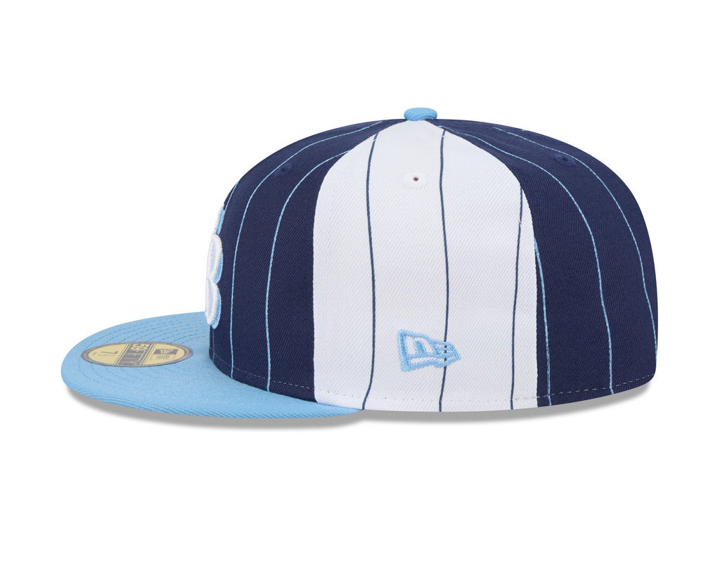Tampa Bay Rays MLB New Era Men Royal Blue 59Fifty Two Tone Pinstripe Fitted Hat product image 5, provided for visual