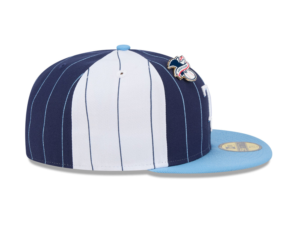 Tampa Bay Rays MLB New Era Men Royal Blue 59Fifty Two Tone Pinstripe Fitted Hat product image 6, provided for visual