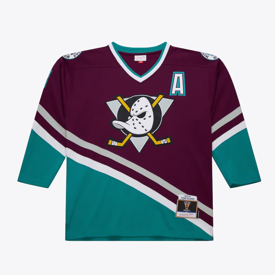 Teemu Selanne Anaheim Ducks NHL Mitchell & Ness Men Purple 1996-97 Power Play Authentic Jersey product image 2, provided for
