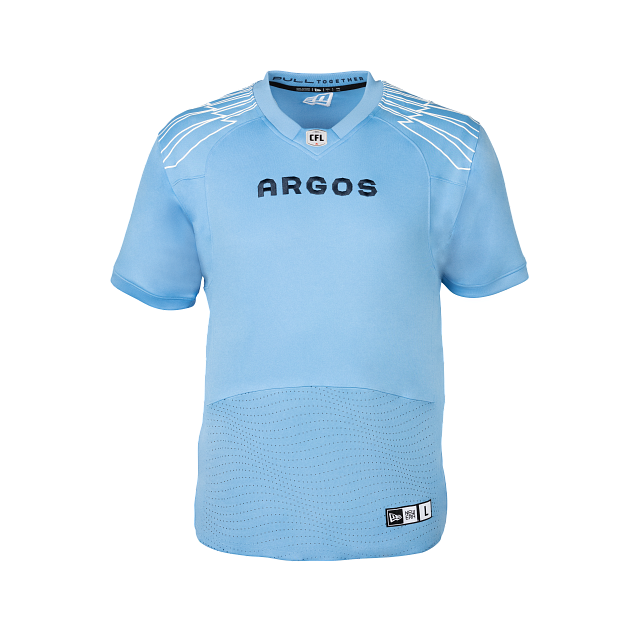Toronto Argonauts CFL New Era Men Light Blue 2023 Home Replica Jersey product image 1, provided for visual reference and