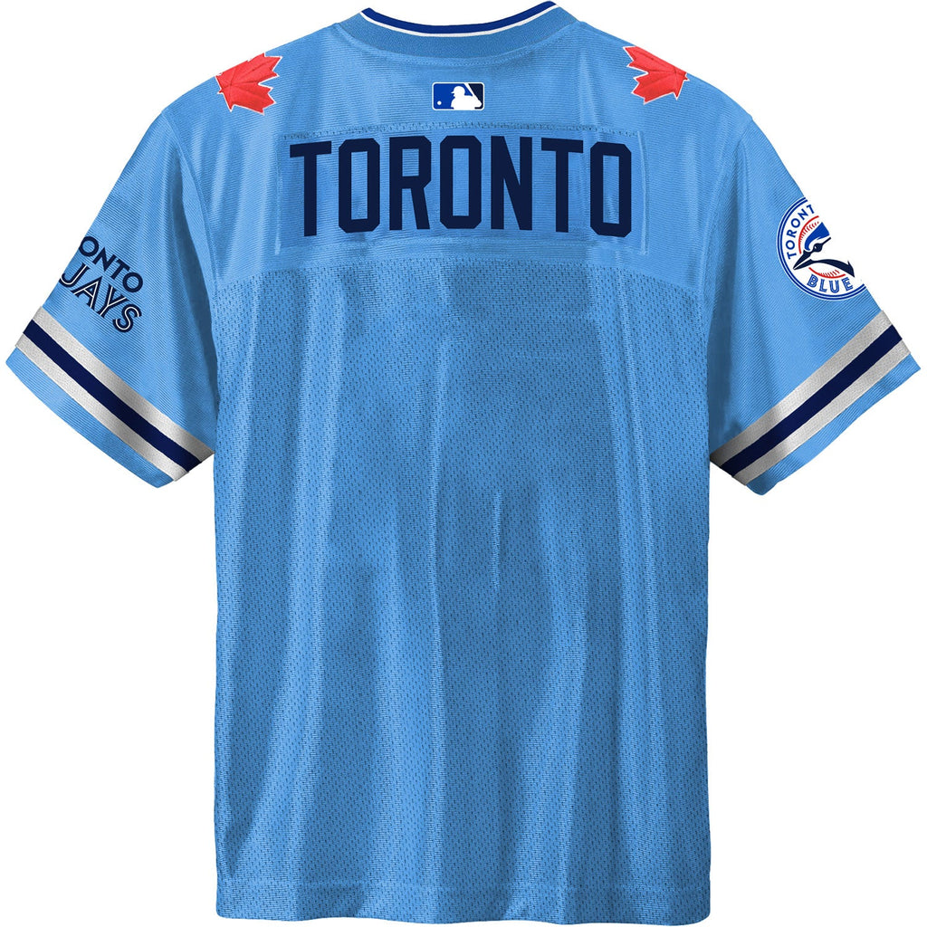 Toronto Blue Jays MLB Bulletin Men Light Blue Cooperstown Crested Football Jersey product image 2, provided for visual