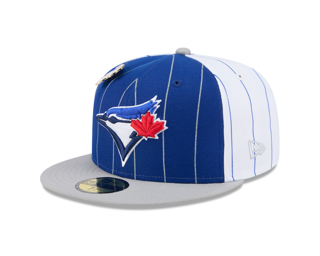 Toronto Blue Jays MLB New Era Men Royal Blue 59Fifty Two Tone Pinstripe Fitted Hat product image 4, provided for visual