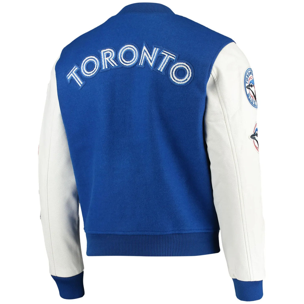 Toronto Blue Jays MLB Pro Standard Men Royal Blue/White Classic Wool Varsity Jacket product image 2, provided for visual