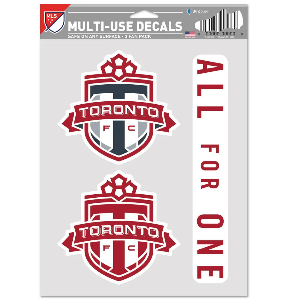 Toronto FC MLS WinCraft 3 Pack Multi Use Fan Decal product image 1, provided for visual reference and product detail review