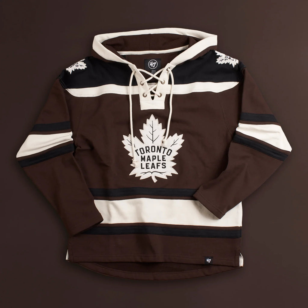 Toronto Maple Leafs NHL 47 Brand Men Dark Chocolate Heavyweight Lacer Hoodie product image 3, provided for visual reference