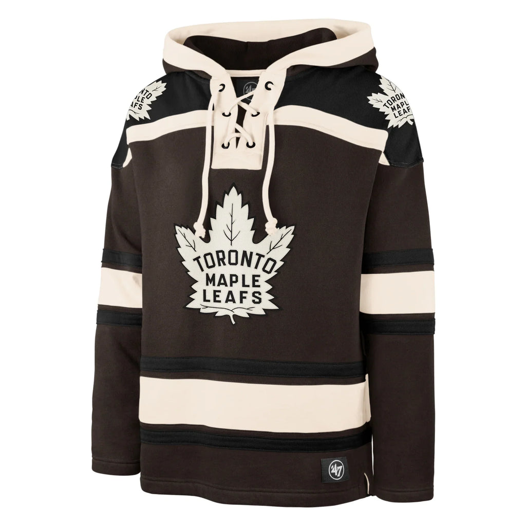 Toronto Maple Leafs NHL 47 Brand Men Dark Chocolate Heavyweight Lacer Hoodie product image 1, provided for visual reference