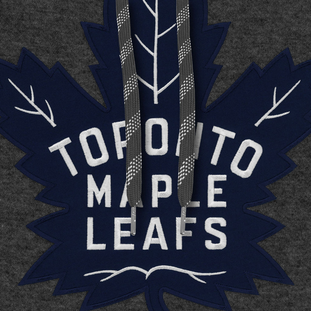 Toronto Maple Leafs NHL Bulletin Men Charcoal Express Twill Blue Logo Hoodie product image 2, provided for visual reference