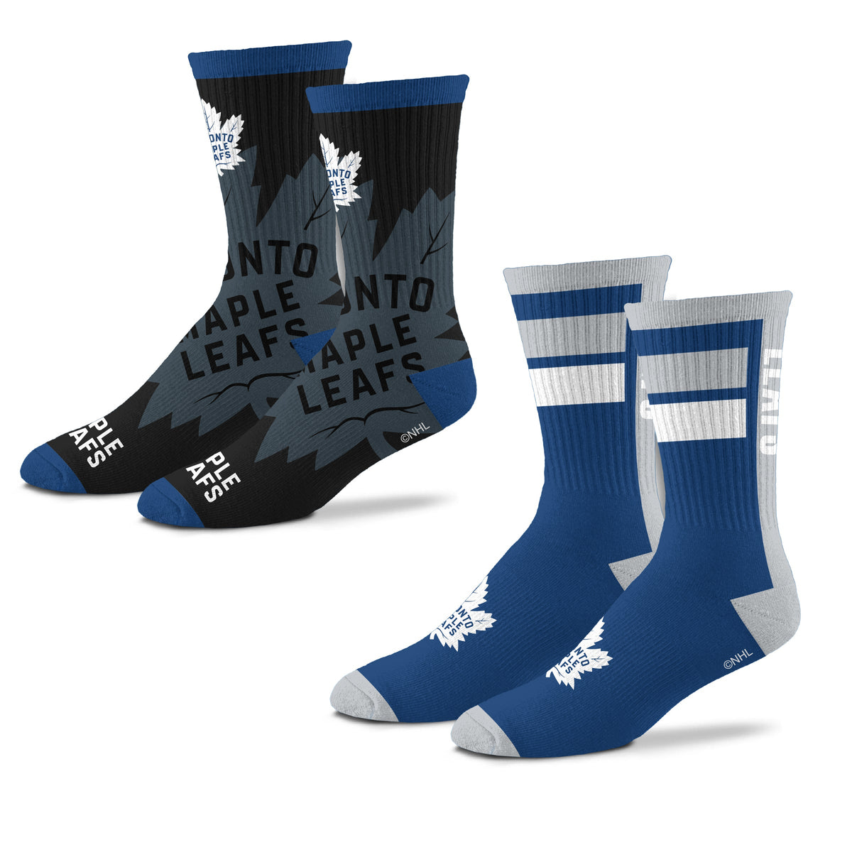 Toronto Maple Leafs NHL For Bare Feet Men Double Duo 2-Pack Set Crew Socks product image 1, provided for visual reference